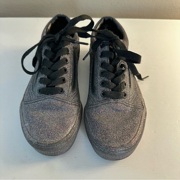 Vans Black Rainbow Sparkle Old Skool Off the Wall Girls Sneakers Size 2 - Picture 4 of 8